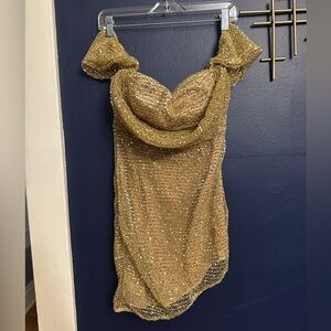Fashion Nova Gold Sequin Mini Dress